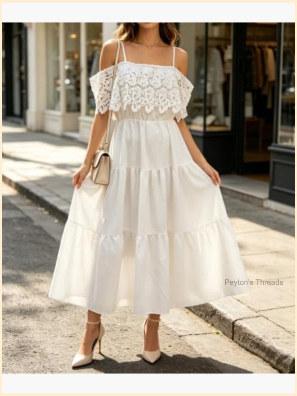 Off Shoulder Maxi Dress with Spaghetti Straps Elastic Waist A-Line Boho Formal - Picture 2 of 7